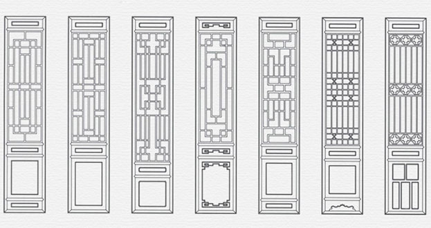 巴楚常用中式仿古花窗图案隔断设计图